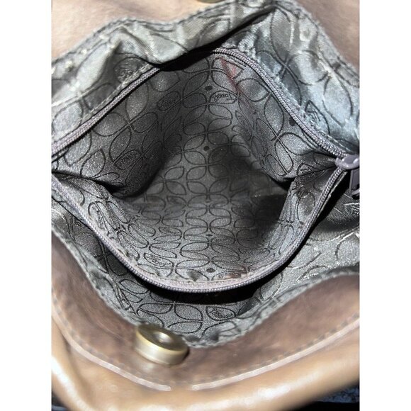 FOSSIL Brown Distressed Leather Large Crossbody Folding Handbag - Picture 14 of 16